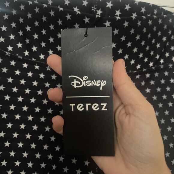Terez x Disney Black Star Leggings Mickey & Minnie Kissing NWT - Picture 4 of 6